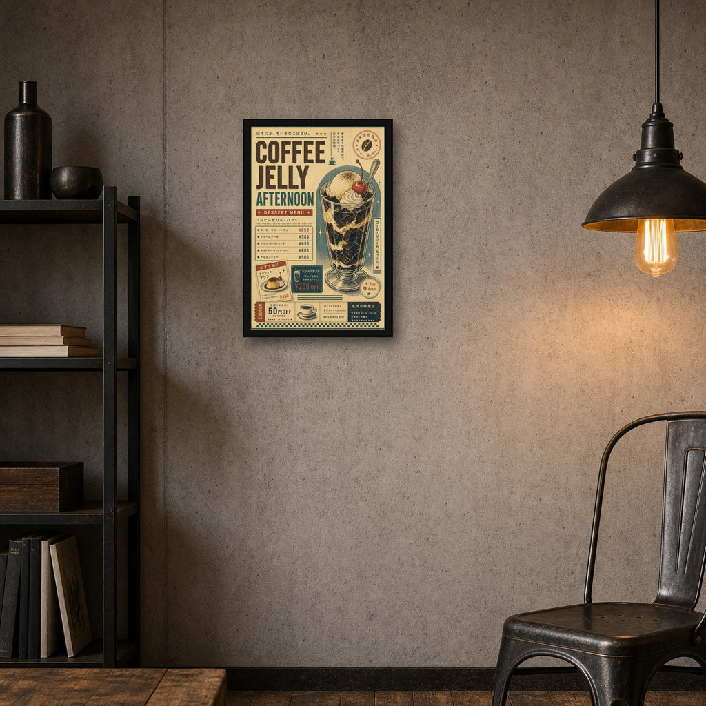 Coffee Jelly Afternoon Japanese Cafe Poster - 2x3 room mockup