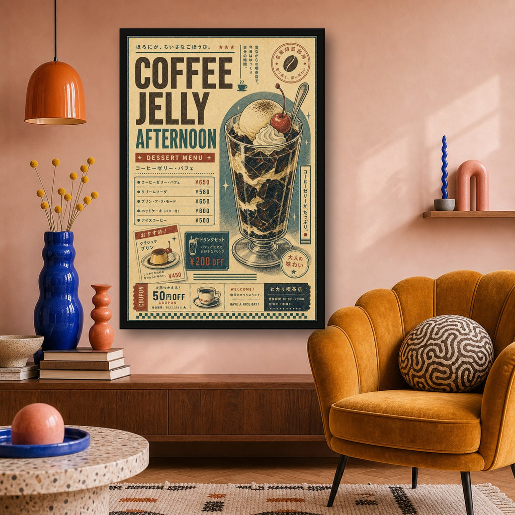 Coffee Jelly Afternoon Japanese Cafe Poster - 2x3 room mockup