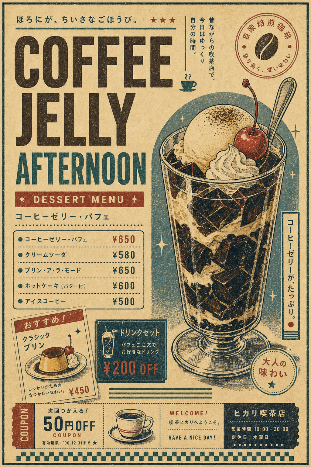 Coffee Jelly Afternoon Japanese Cafe Poster