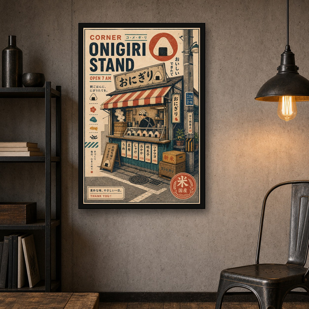 Corner Onigiri Stand Japanese Poster - 2x3 room mockup