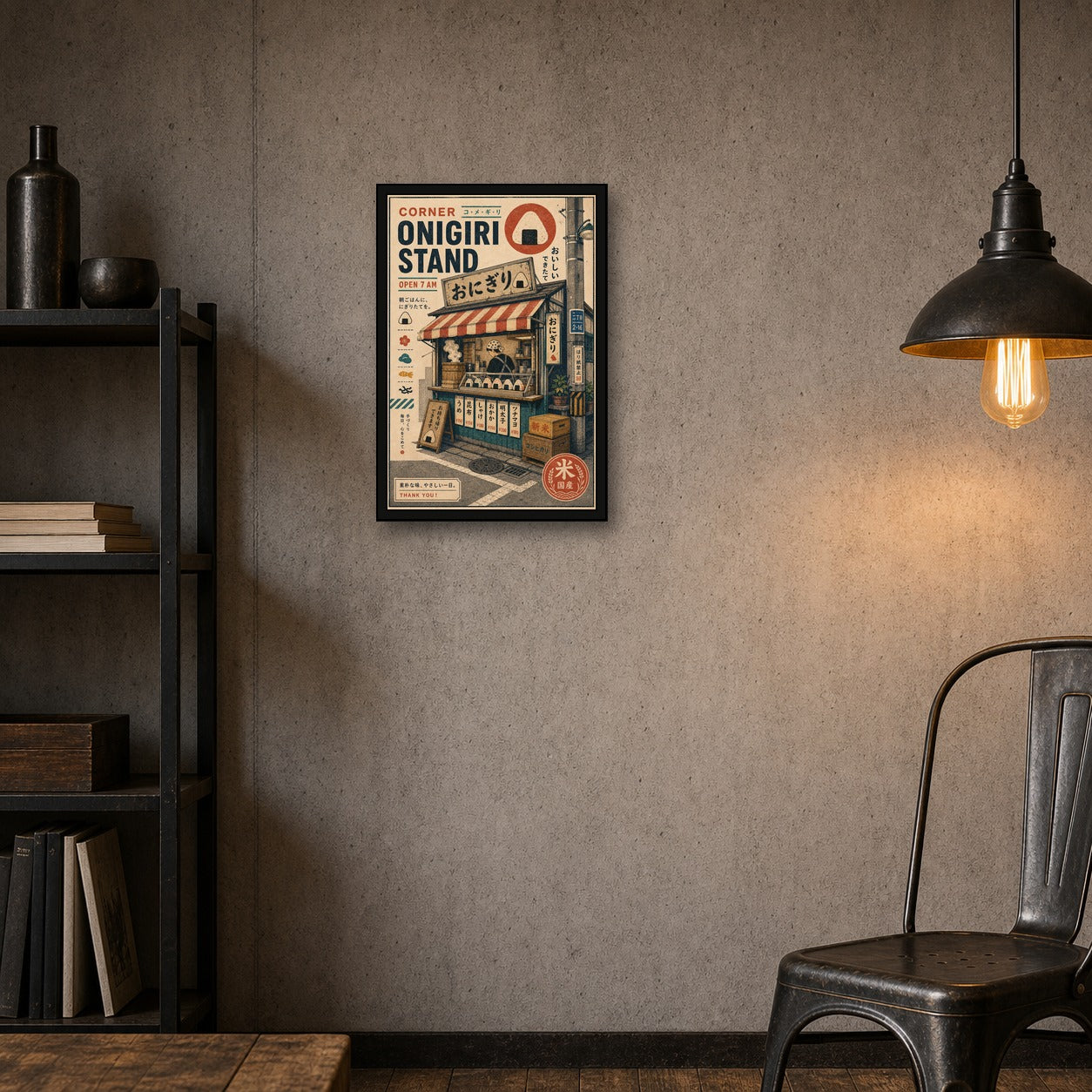 Corner Onigiri Stand Japanese Poster - 2x3 room mockup