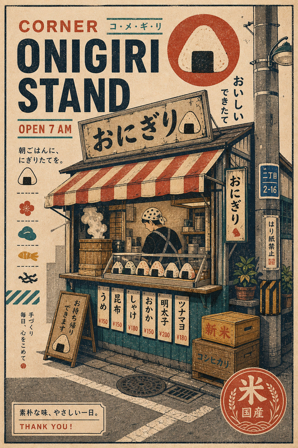Corner Onigiri Stand Japanese Poster