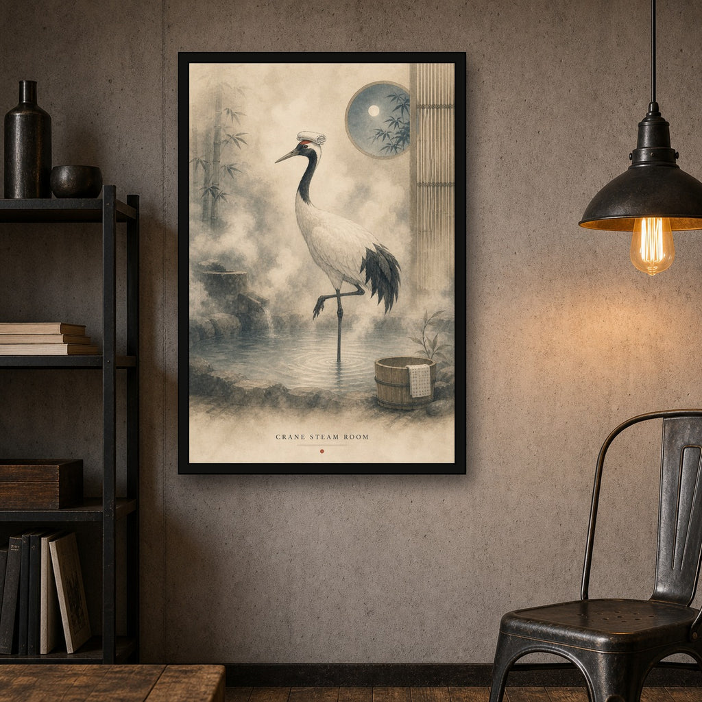Crane Steam Room Japanese Poster - 2x3 room mockup