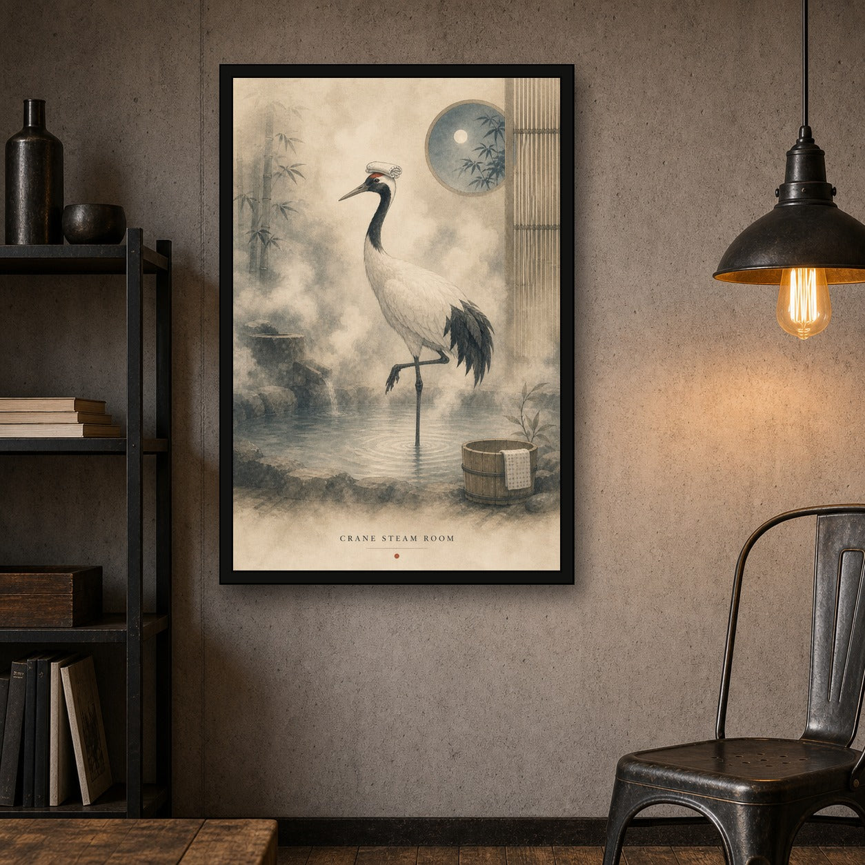 Crane Steam Room Japanese Poster - 2x3 room mockup