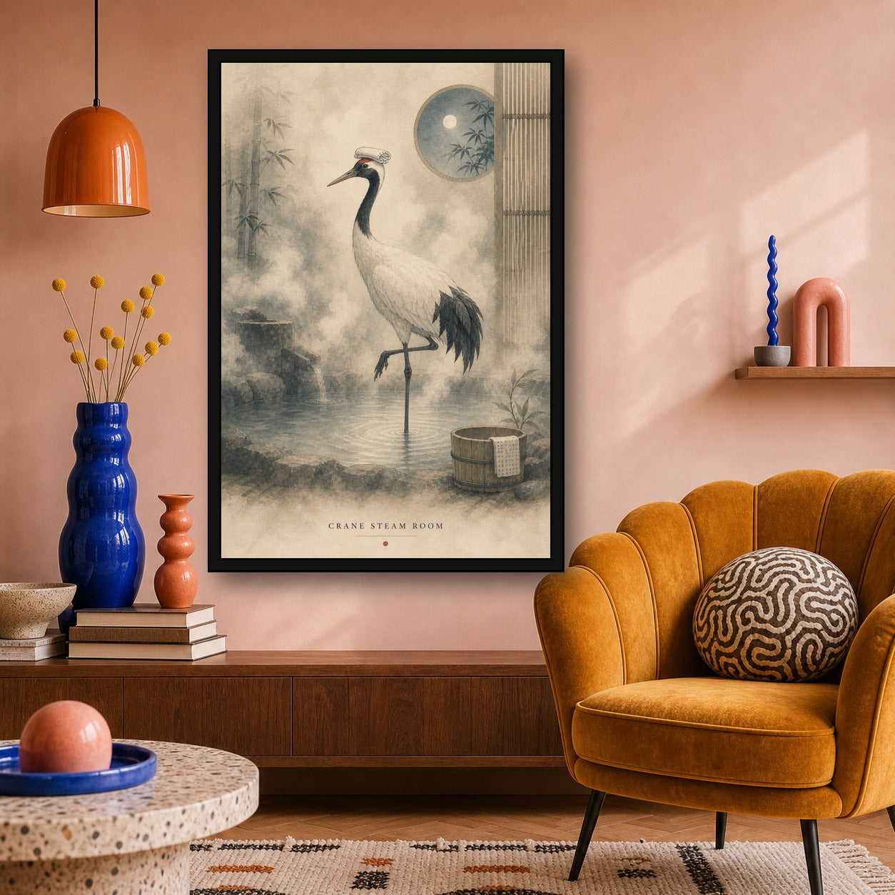 Crane Steam Room Japanese Poster - 2x3 room mockup