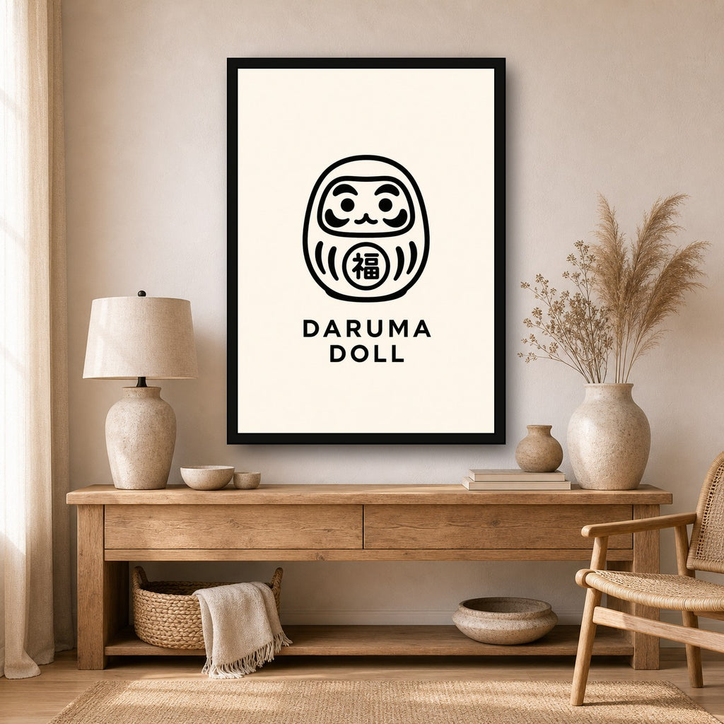 Daruma Doll Icon Japanese Poster - A room mockup