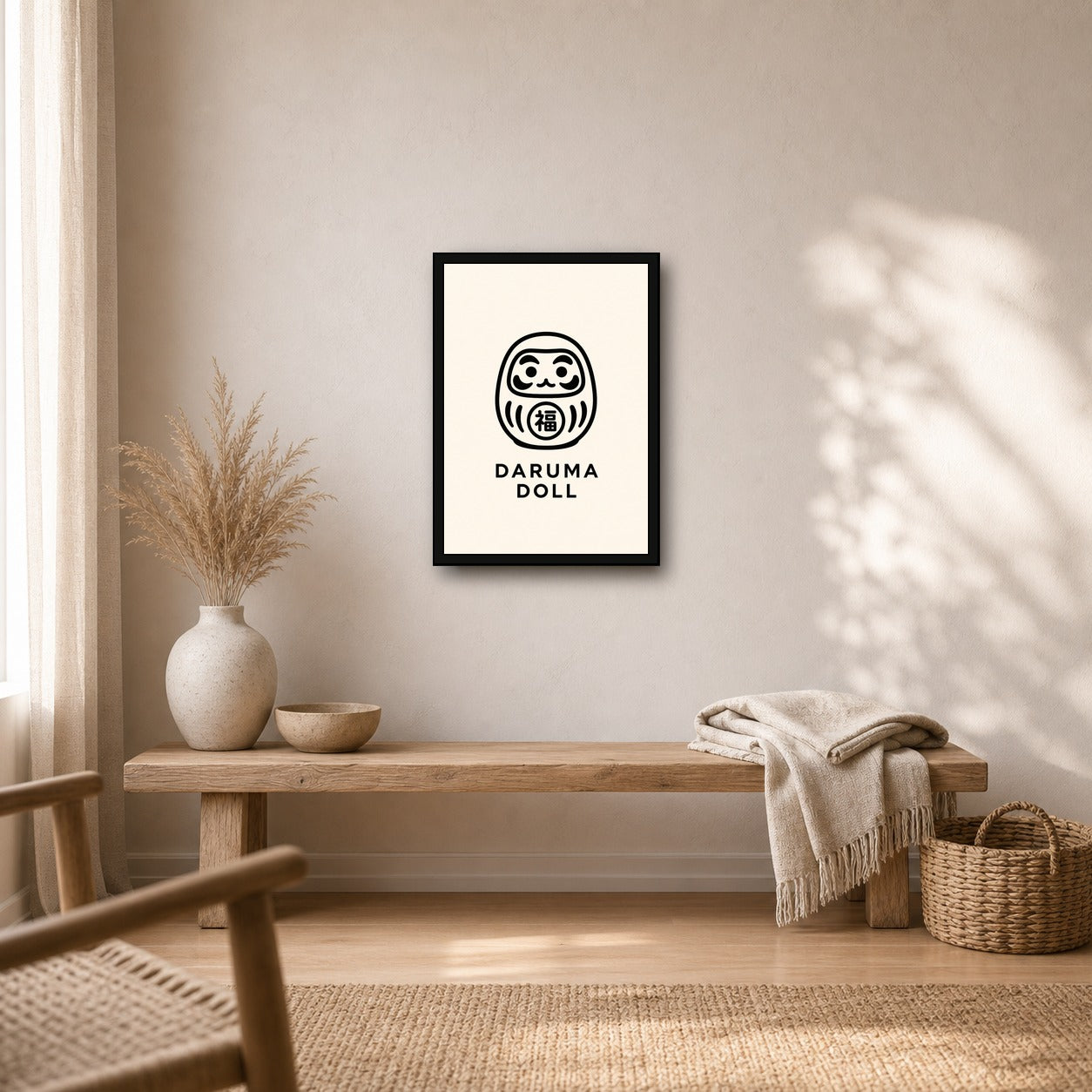Daruma Doll Icon Japanese Poster - A room mockup