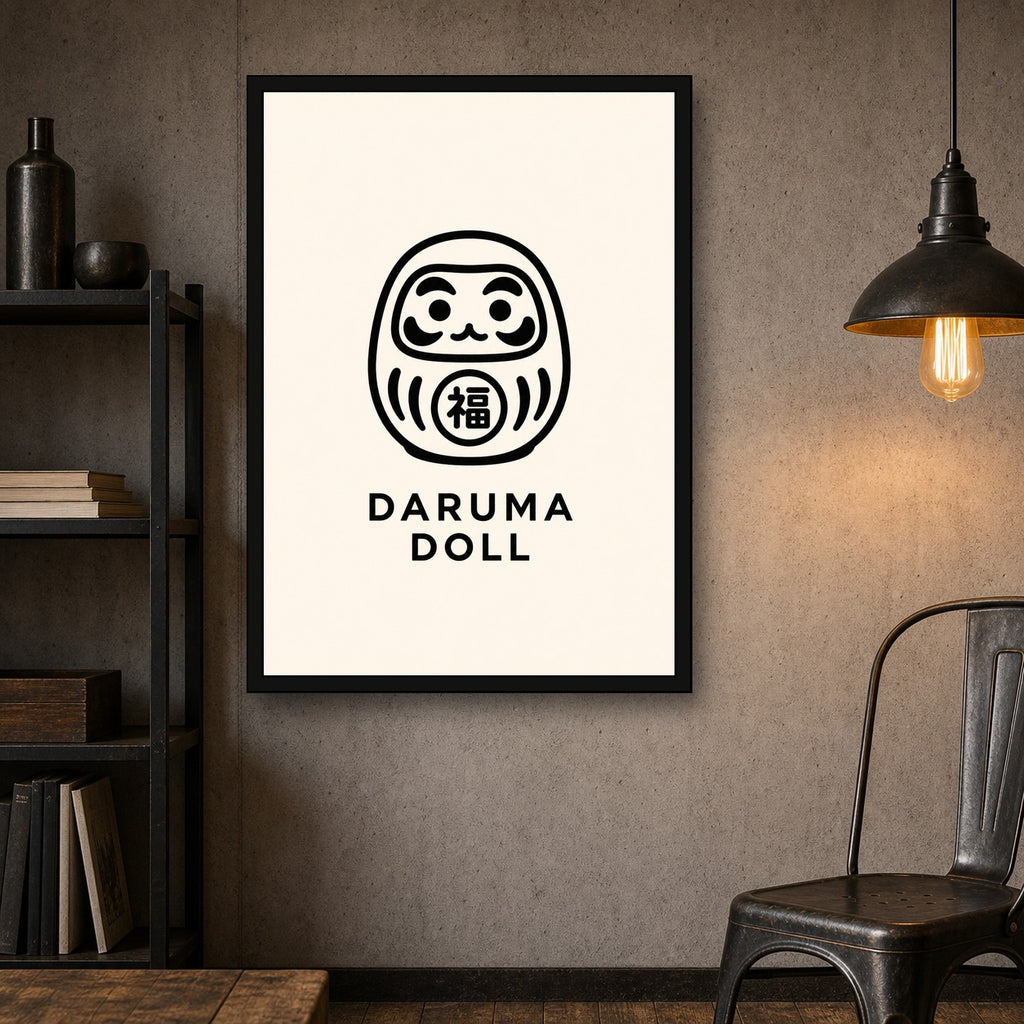 Daruma Doll Icon Japanese Poster - A room mockup