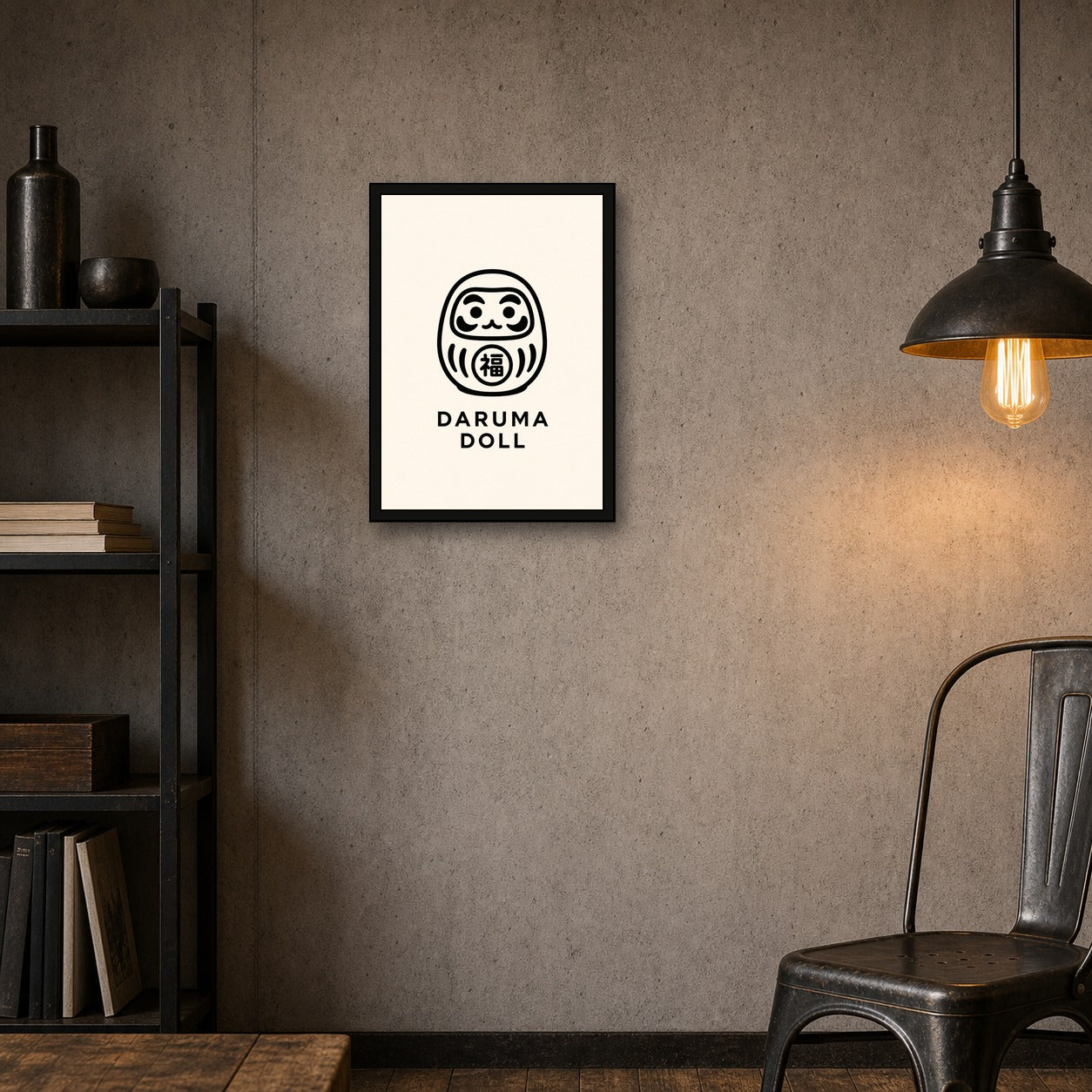 Daruma Doll Icon Japanese Poster - A room mockup
