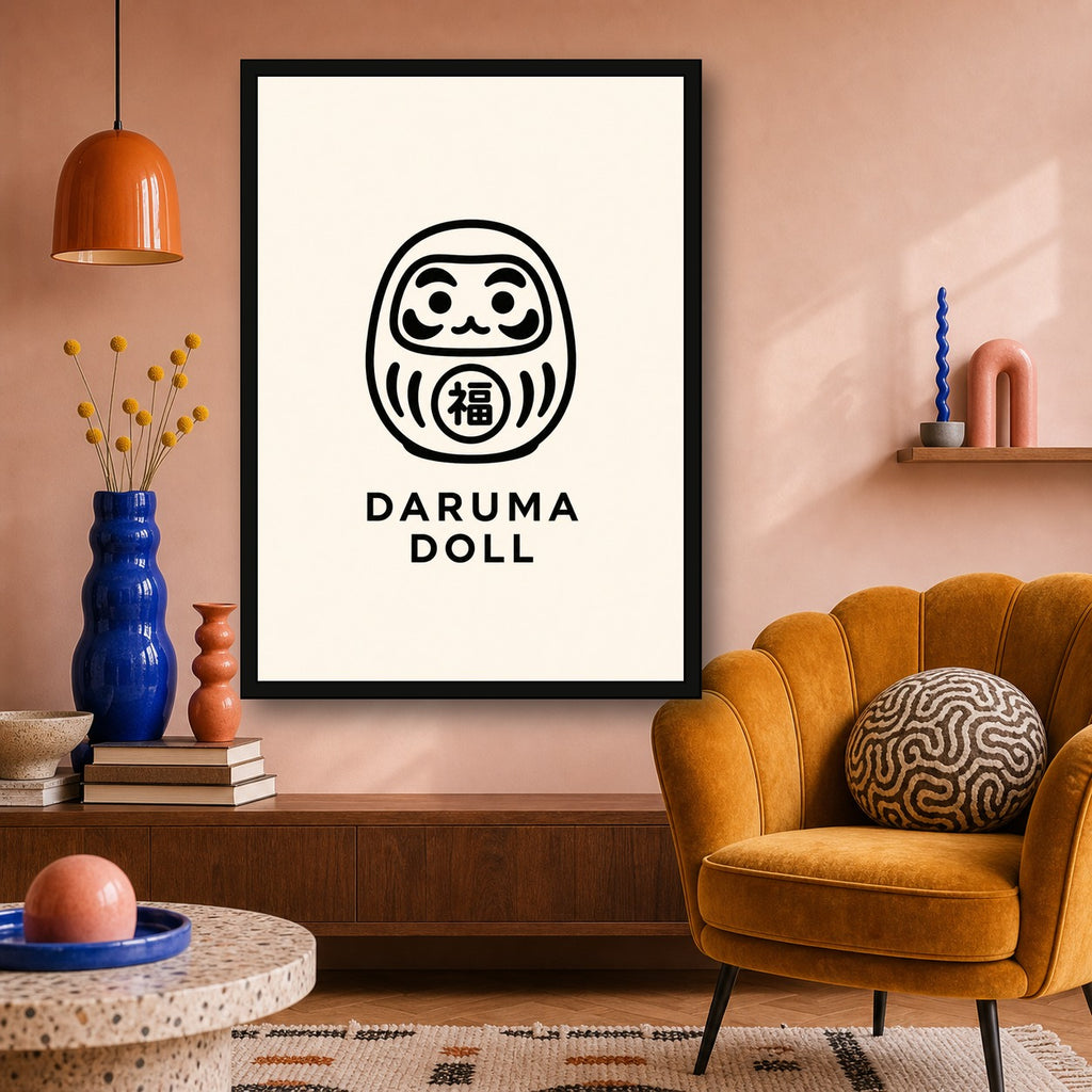 Daruma Doll Icon Japanese Poster - A room mockup
