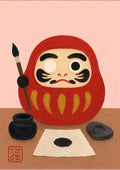 Daruma Doll Painting Poster, Japanese Culture Art Print, Aesthetic Zen Decor - full A artwork