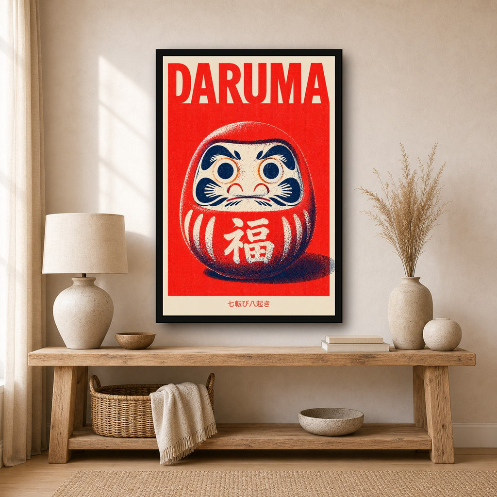 Daruma Red Japanese Lucky Doll Poster - 2x3 room mockup