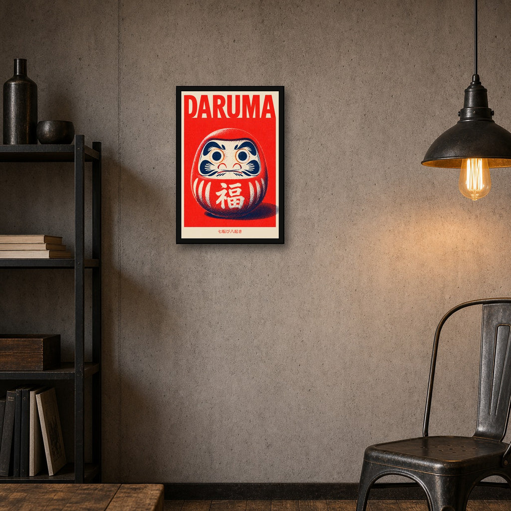 Daruma Red Japanese Lucky Doll Poster - 2x3 room mockup