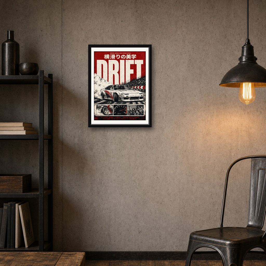 Drift Culture Poster, Japanese Street Racing Art, JDM Car Wall Decor, in your choice of six dynamic sizes - corrected 3x4 room mockup