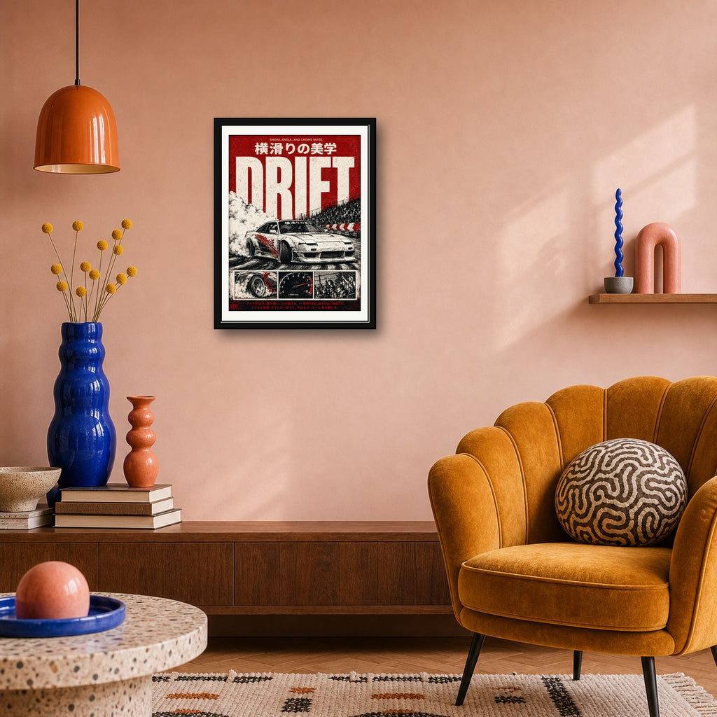 Drift Culture Poster, Japanese Street Racing Art, JDM Car Wall Decor, in your choice of six dynamic sizes - corrected 3x4 room mockup