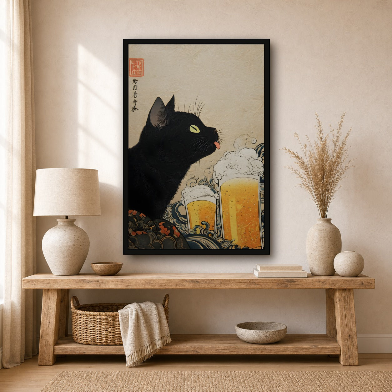 Drunken Cat Japanese Bar Poster - 2x3 room mockup