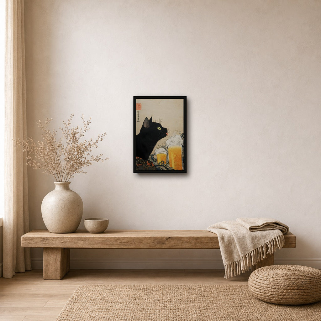 Drunken Cat Japanese Bar Poster - 2x3 room mockup