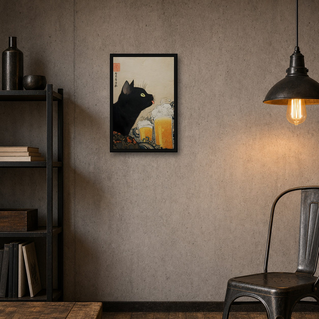 Drunken Cat Japanese Bar Poster - 2x3 room mockup