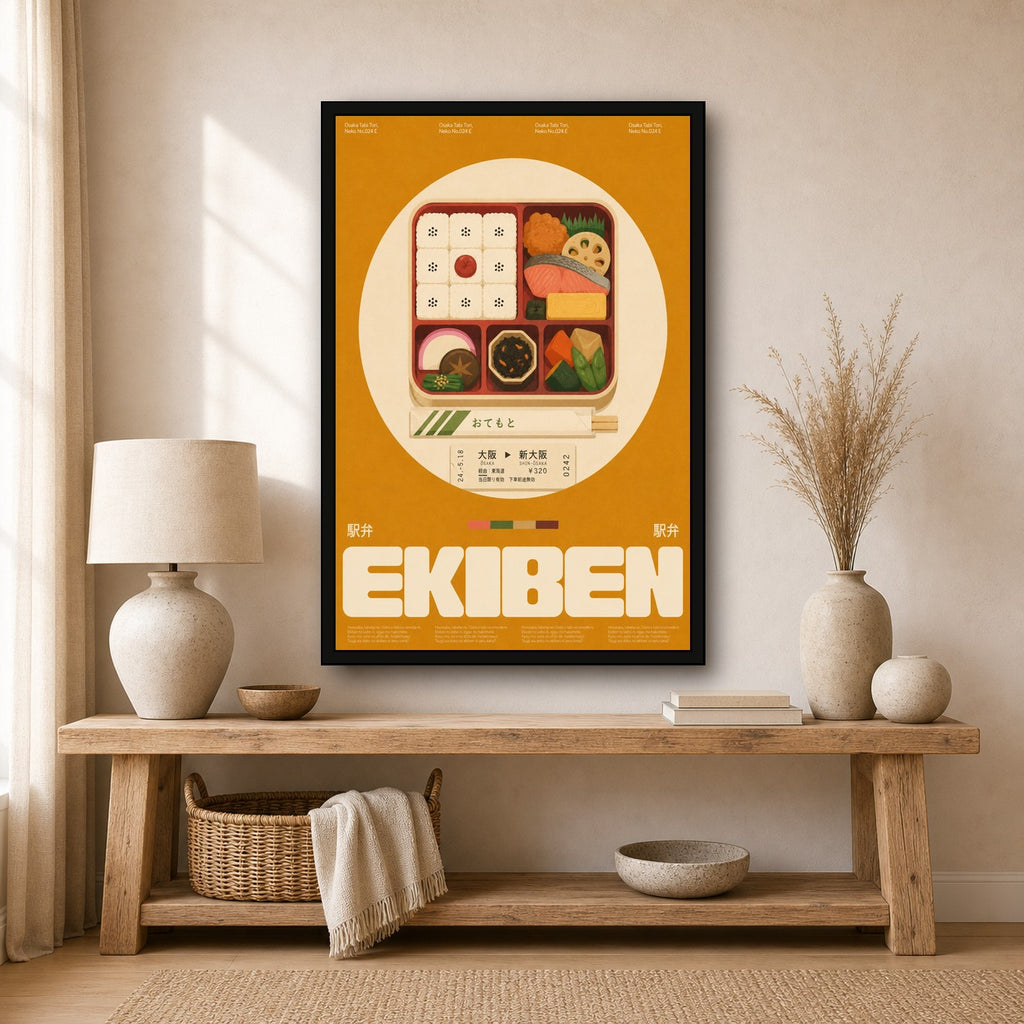 Ekiben Lunch Box Poster, Vibrant Japanese Food Art Print for Kitchen & Dining Decor - 2x3 room mockup