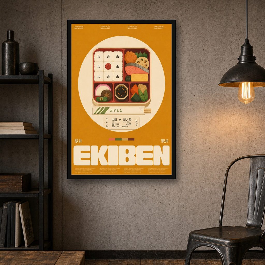 Ekiben Lunch Box Poster, Vibrant Japanese Food Art Print for Kitchen & Dining Decor - 2x3 room mockup