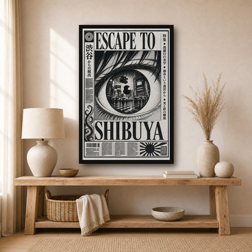 Escape To Shibuya Japanese Poster - 2x3 room mockup