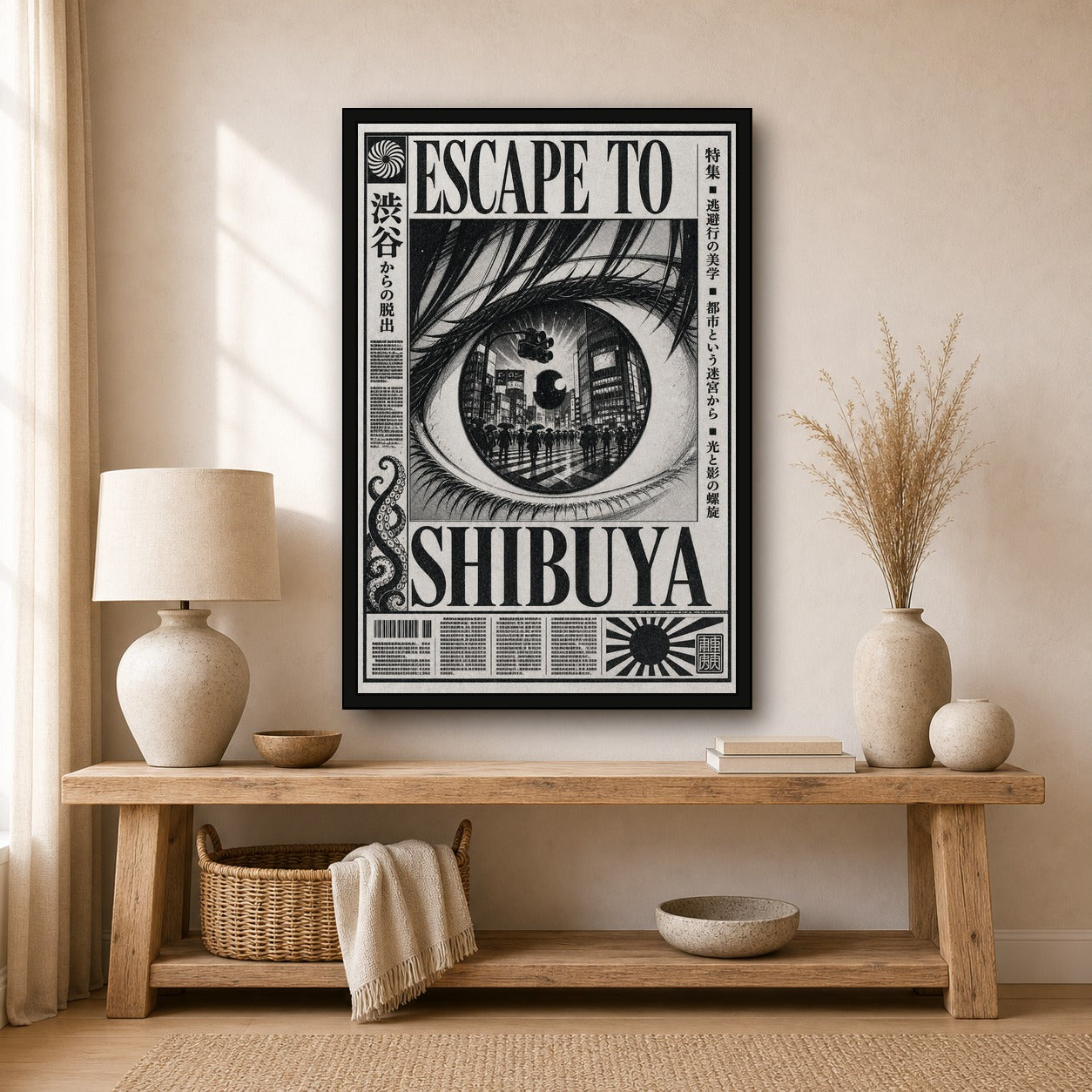 Escape To Shibuya Japanese Poster - 2x3 room mockup