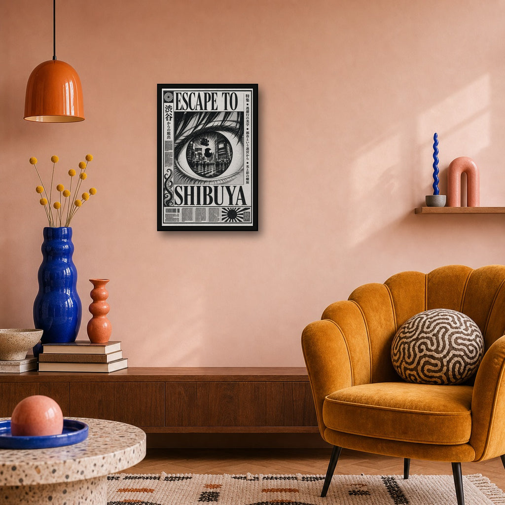 Escape To Shibuya Japanese Poster - 2x3 room mockup