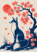 Fox Maple Japanese Autumn Poster