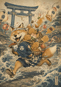 Fox Tempura Run Japanese Retro Poster Print