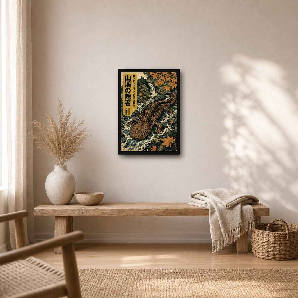 Giant Salamander Maple Poster, Japanese Nature Wall Art, Matte Print - A room mockup