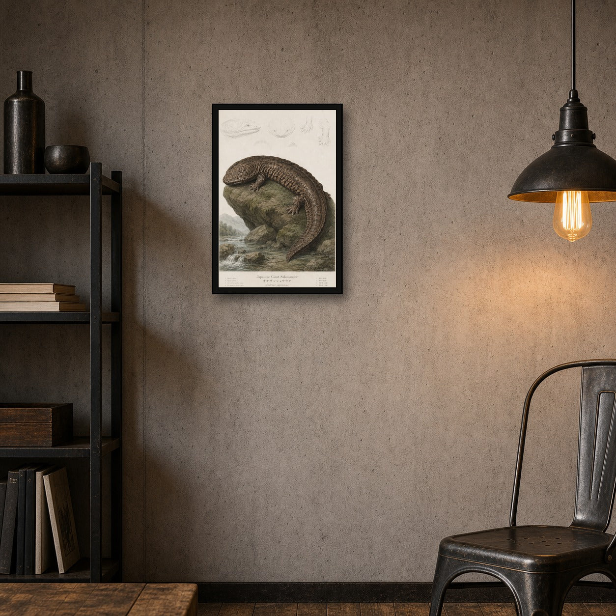 Giant Salamander Study Japanese inspired poster print for modern wall decor