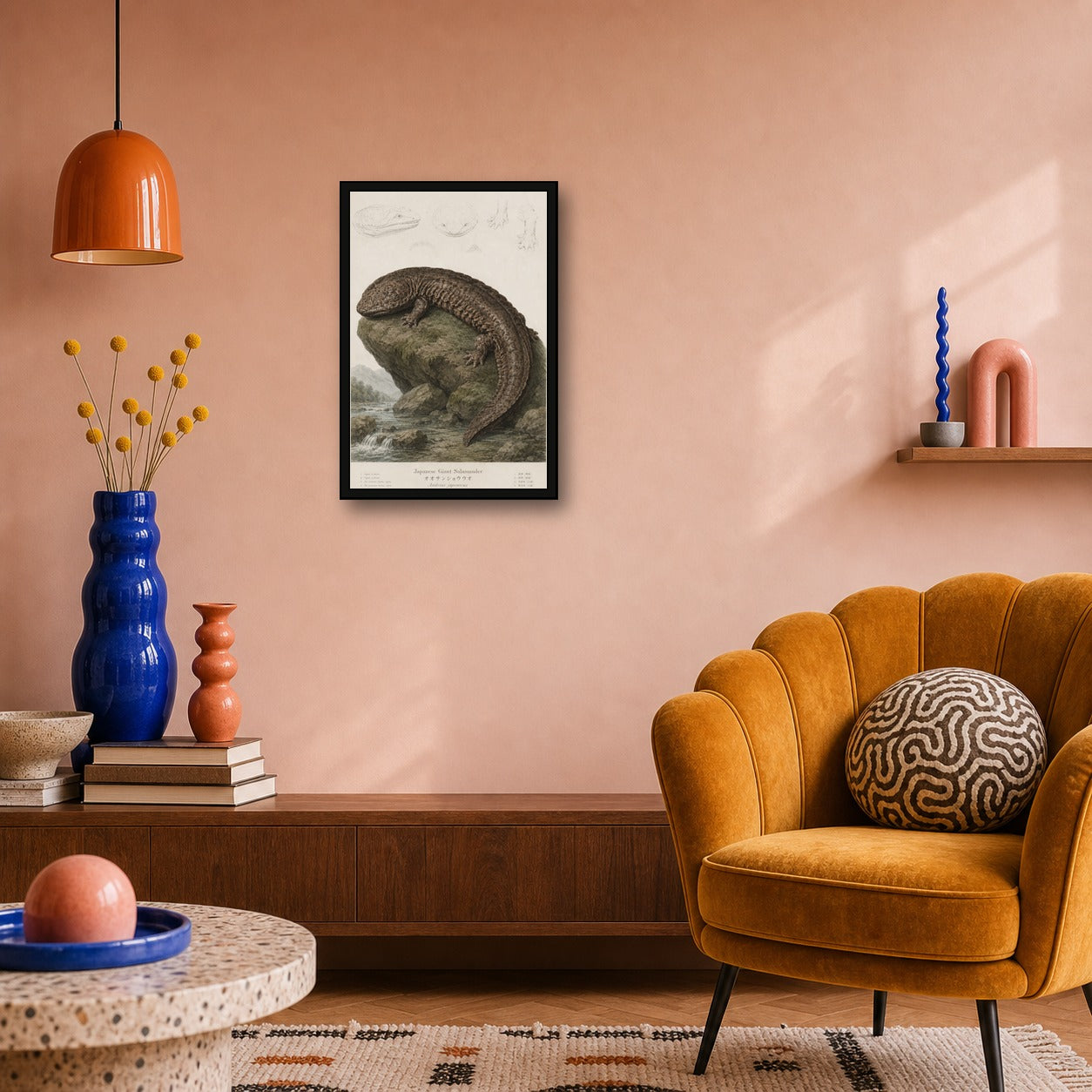 Giant Salamander Study Japanese inspired poster print for modern wall decor
