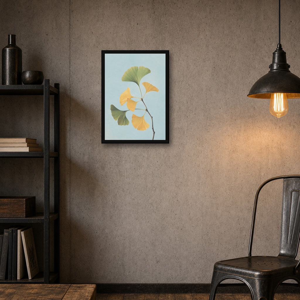 Ginkgo Branch Botanical Japanese inspired poster print for modern wall decor