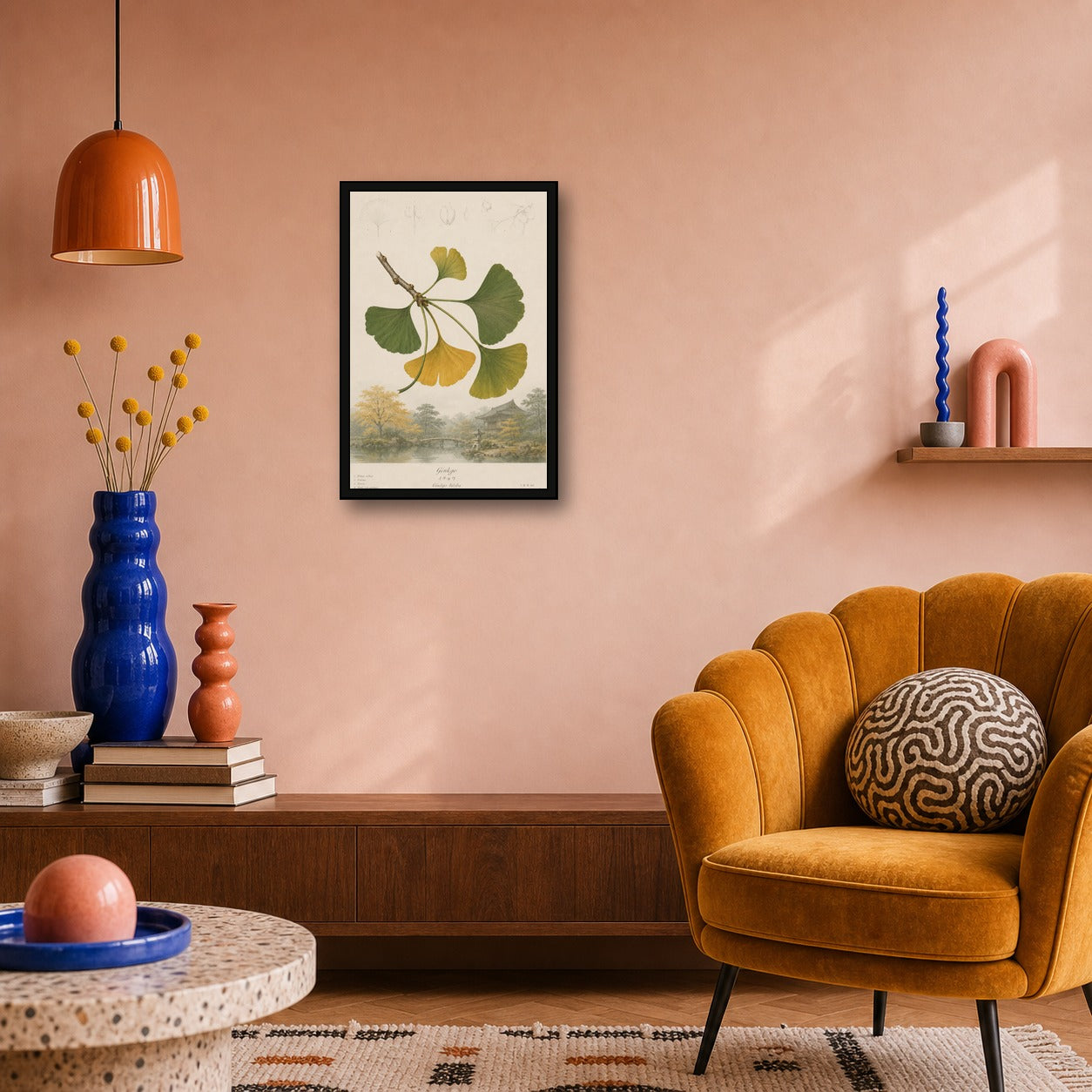 Ginkgo Garden Study Japanese inspired poster print for modern wall decor