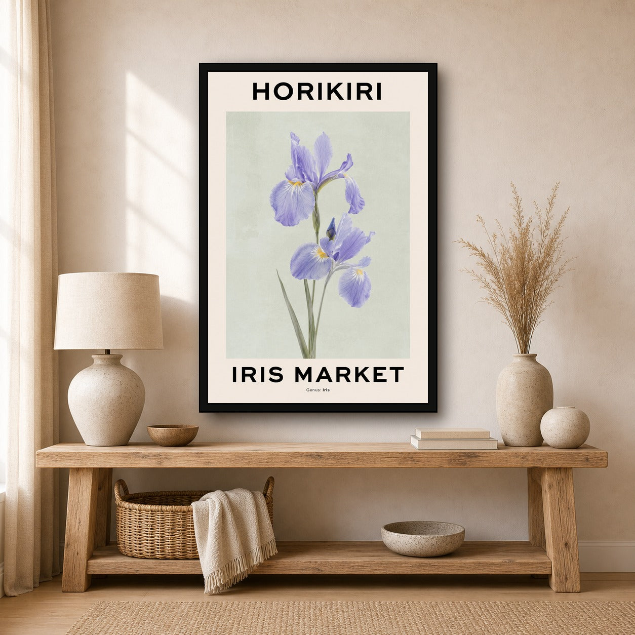 Graceful Purple Iris Botanical Poster, Horikiri Iris Market Wall Art, Japanese Floral Print in Six Sizes - 2x3 room mockup