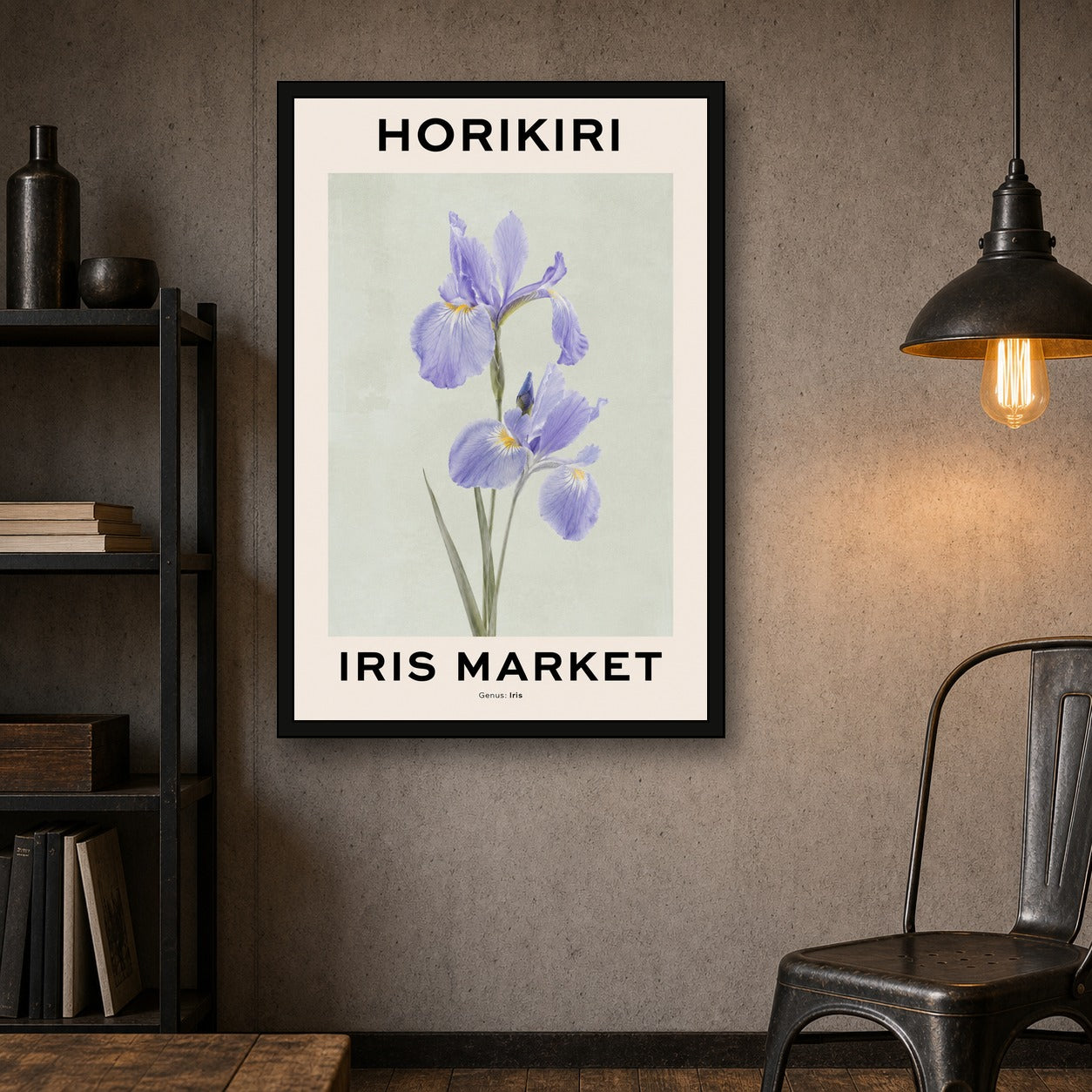 Graceful Purple Iris Botanical Poster, Horikiri Iris Market Wall Art, Japanese Floral Print in Six Sizes - 2x3 room mockup