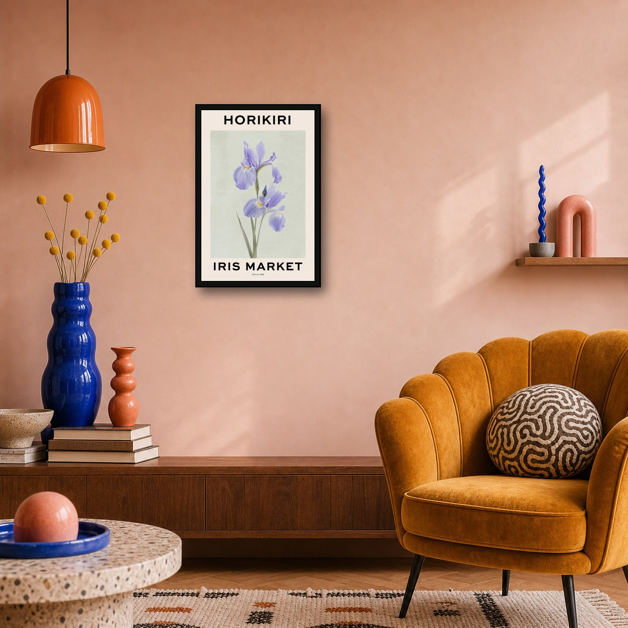 Graceful Purple Iris Botanical Poster, Horikiri Iris Market Wall Art, Japanese Floral Print in Six Sizes - 2x3 room mockup