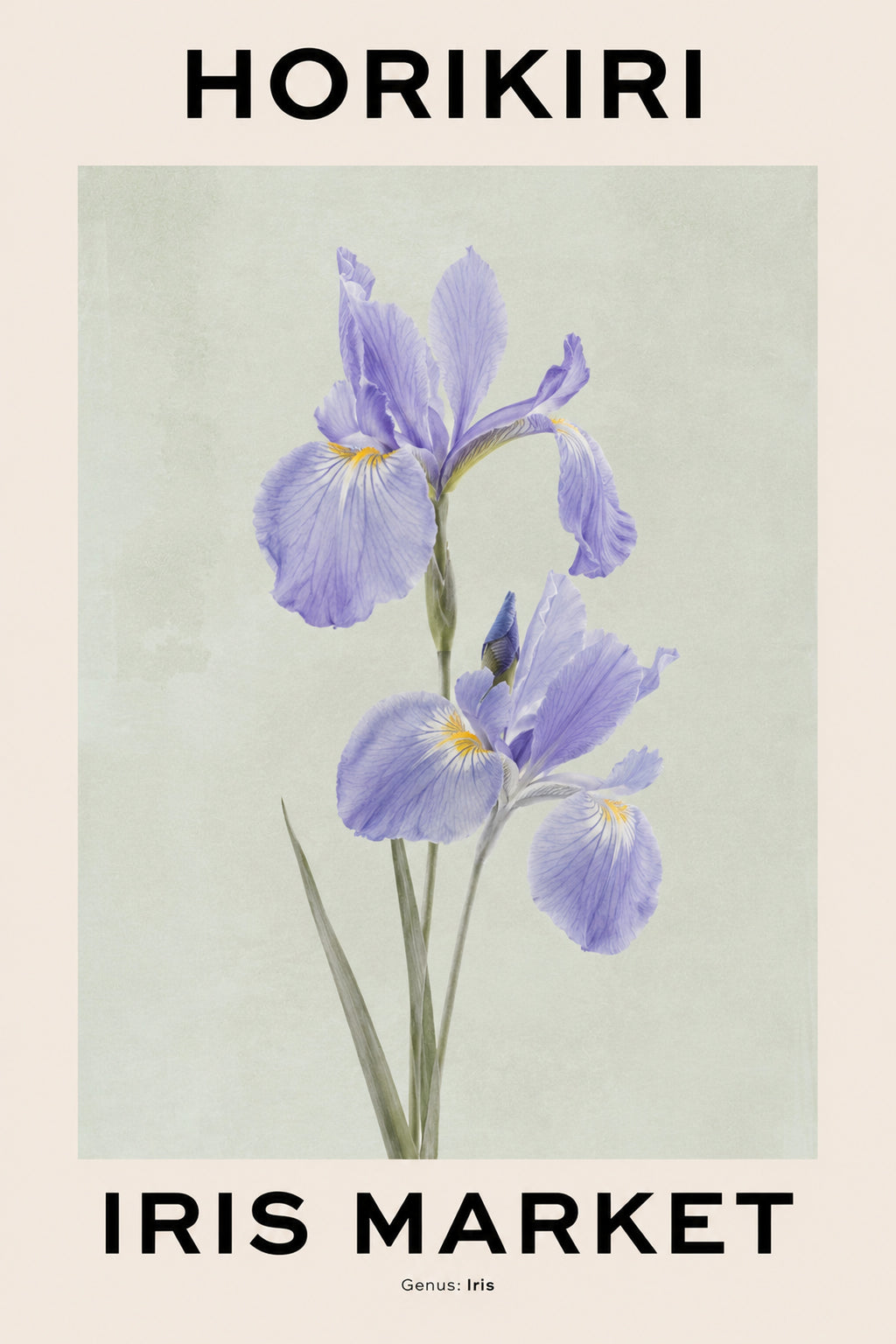 Graceful Purple Iris Botanical Poster, Horikiri Iris Market Wall Art, Japanese Floral Print in Six Sizes