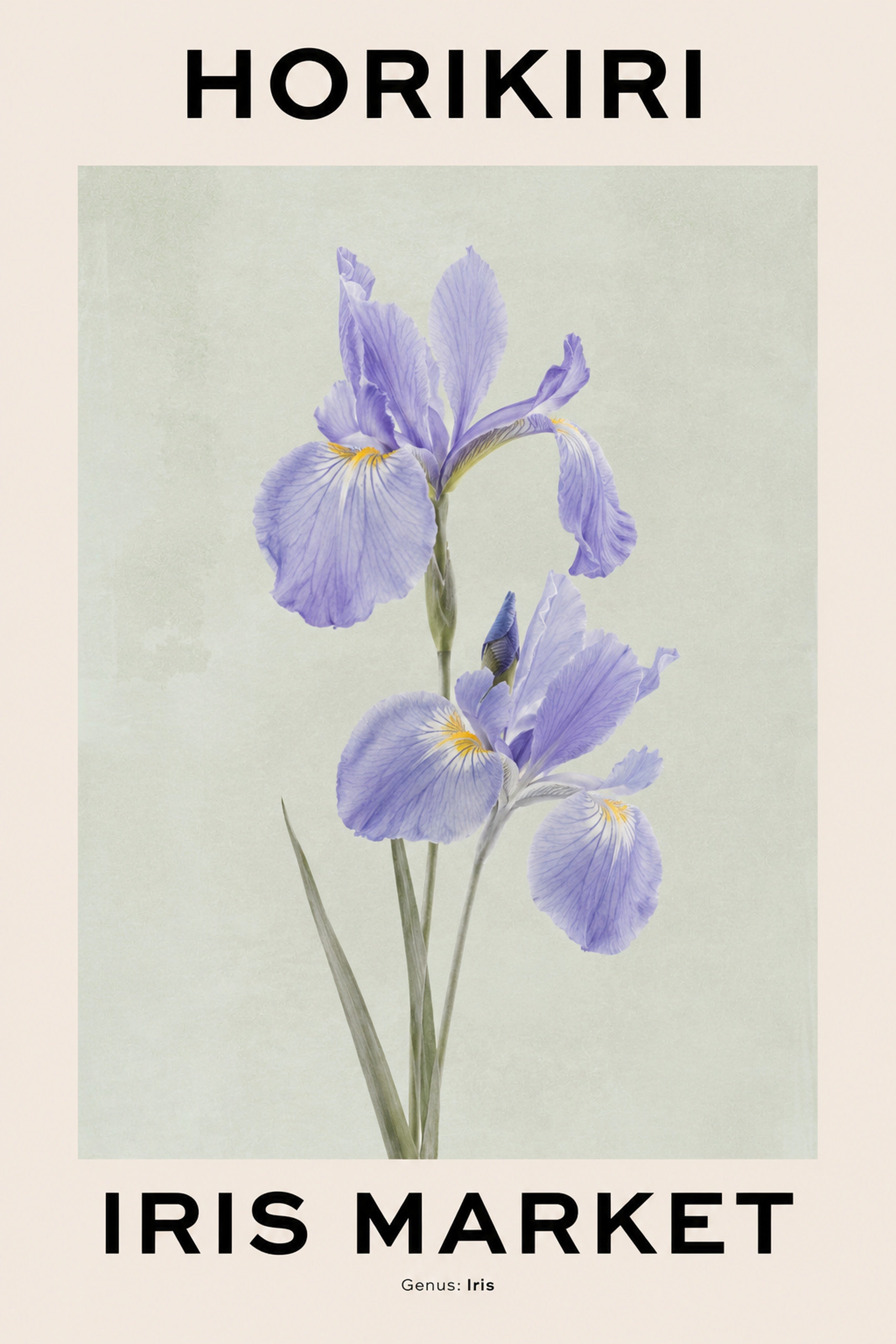 Graceful Purple Iris Botanical Poster, Horikiri Iris Market Wall Art, Japanese Floral Print in Six Sizes