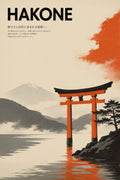 Hakone Torii Gate Lake Japanese Retro Poster Print