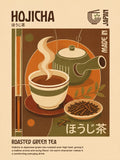 Hojicha Roasted Green Tea Poster, Retro Japanese Wall Art, Warm Earth Tones Print - corrected 3x4 flat artwork