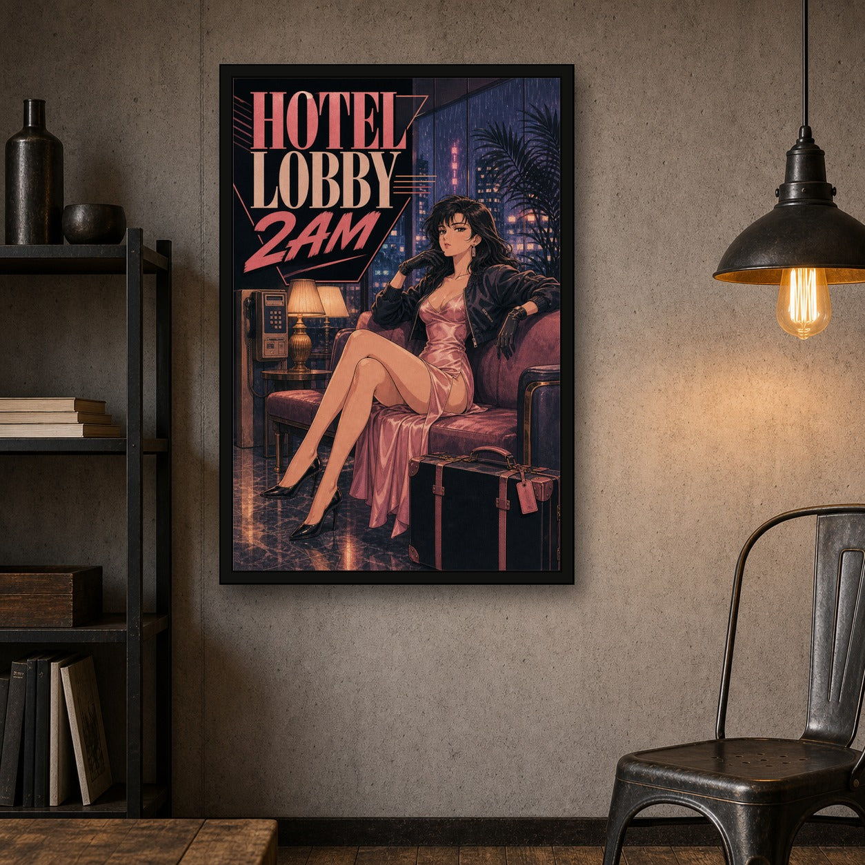 Hotellobby2am Japanese Retro Poster Print - 2x3 room mockup