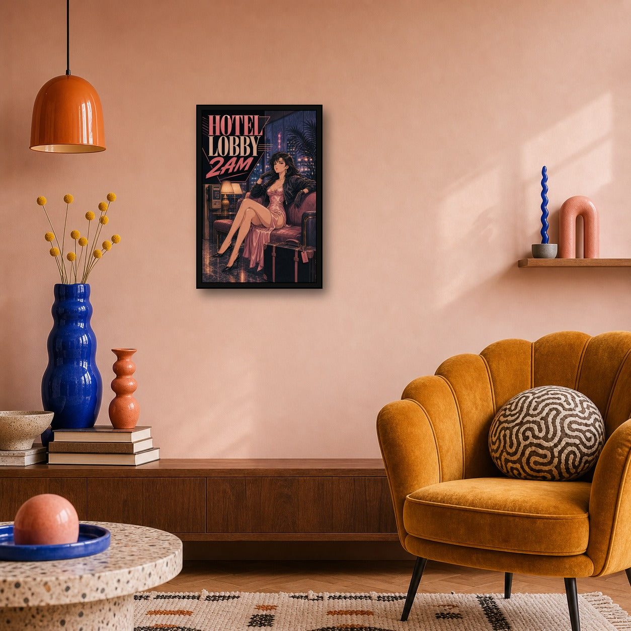 Hotellobby2am Japanese Retro Poster Print - 2x3 room mockup