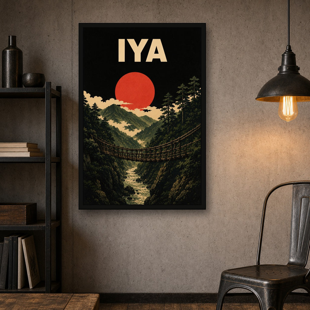 Iya Vine Bridge Japanese Retro Poster Print - 2x3 room mockup