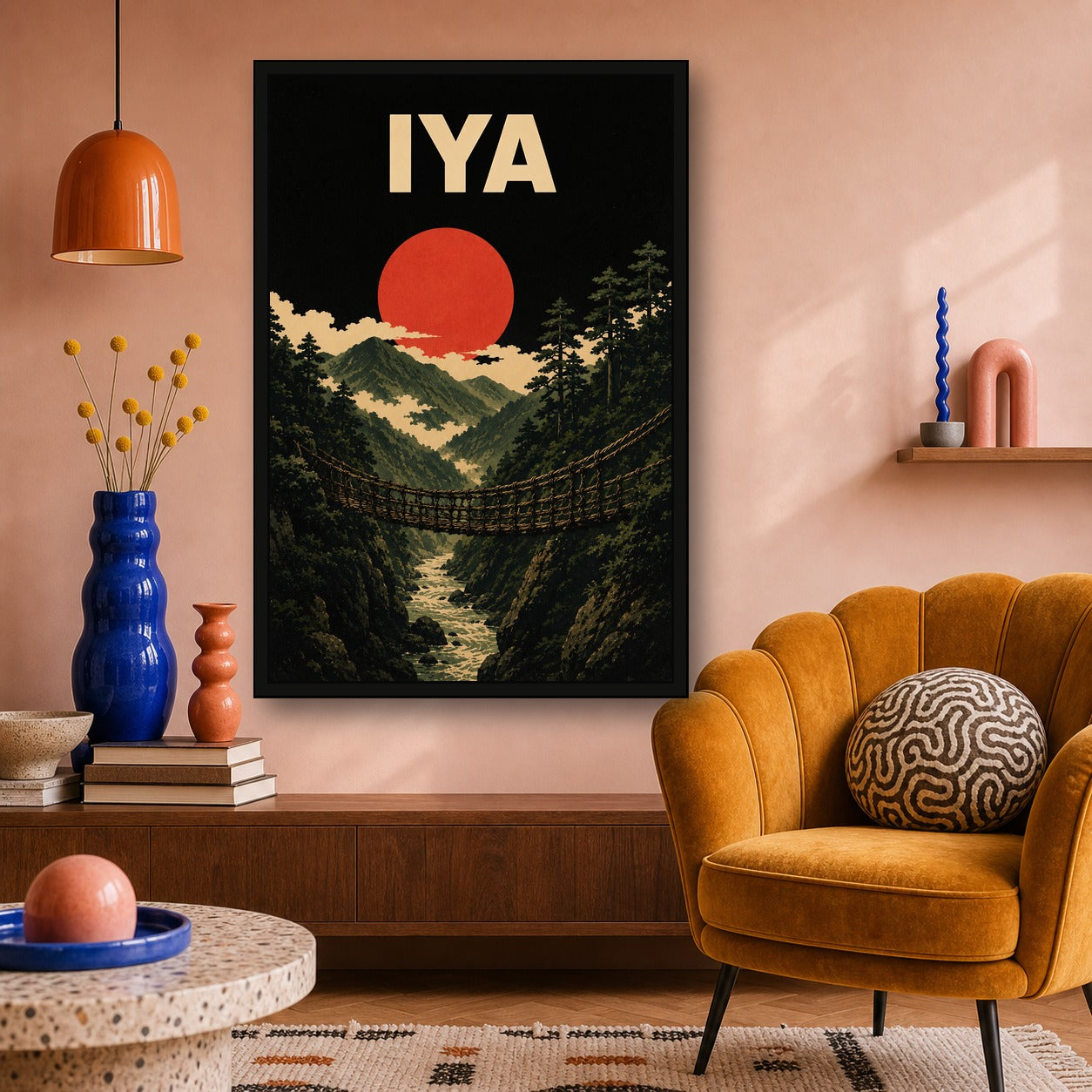 Iya Vine Bridge Japanese Retro Poster Print - 2x3 room mockup