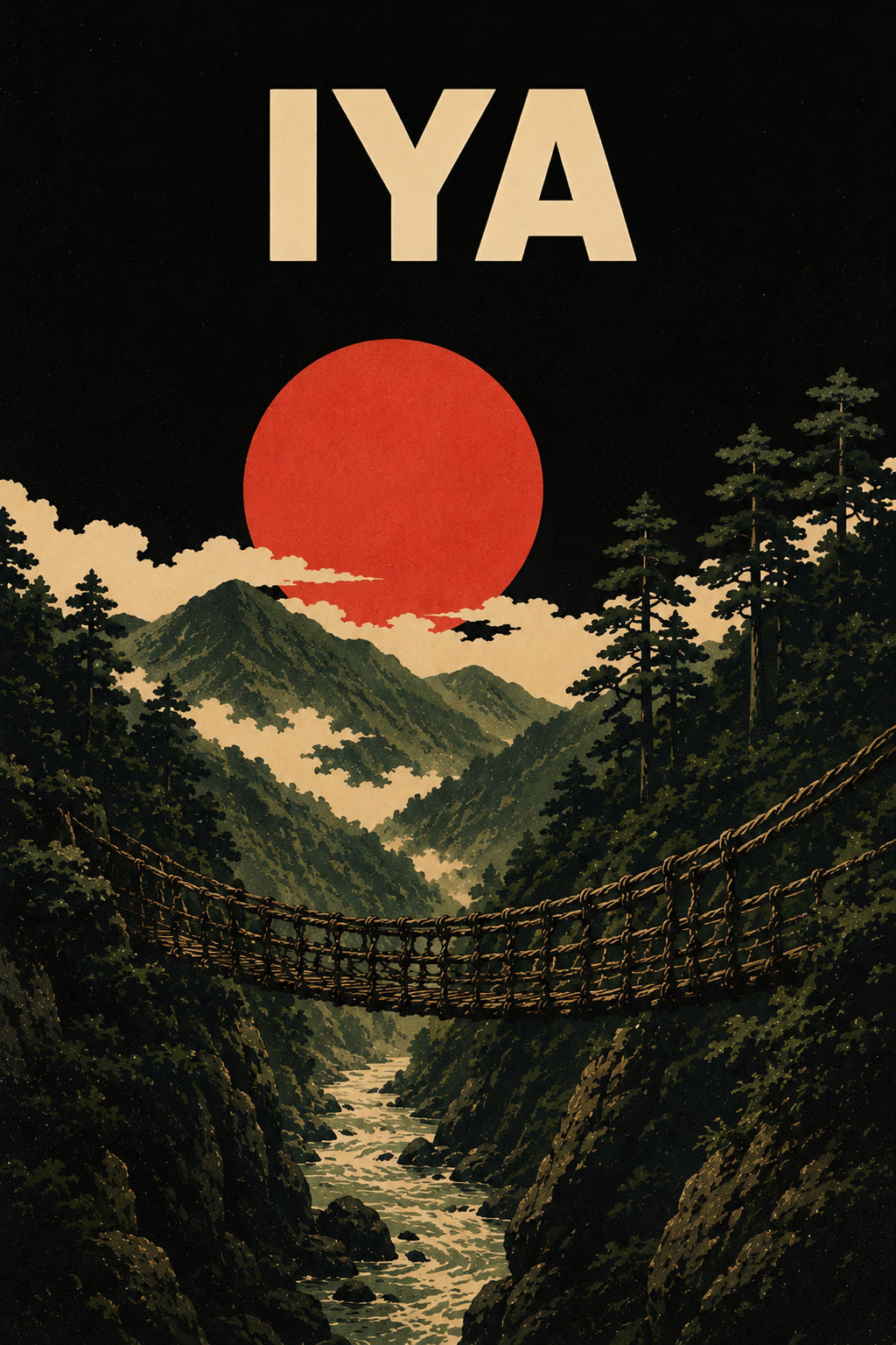 Iya Vine Bridge Japanese Retro Poster Print