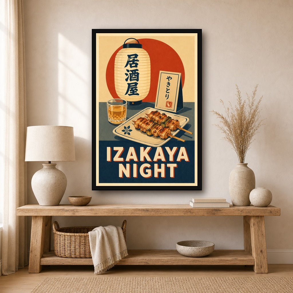 Izakaya Night Japanese Retro Poster Print - 2x3 room mockup