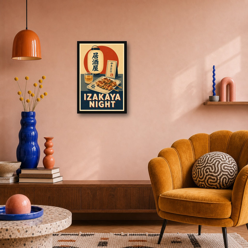 Izakaya Night Japanese Retro Poster Print - 2x3 room mockup