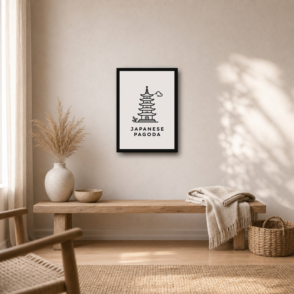Japanese Pagoda Icon Japanese Retro Poster Print - A room mockup