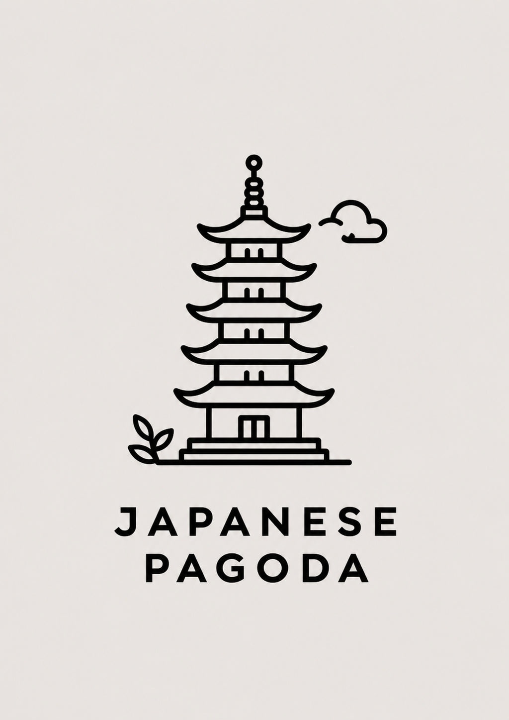 Japanese Pagoda Icon Japanese Retro Poster Print